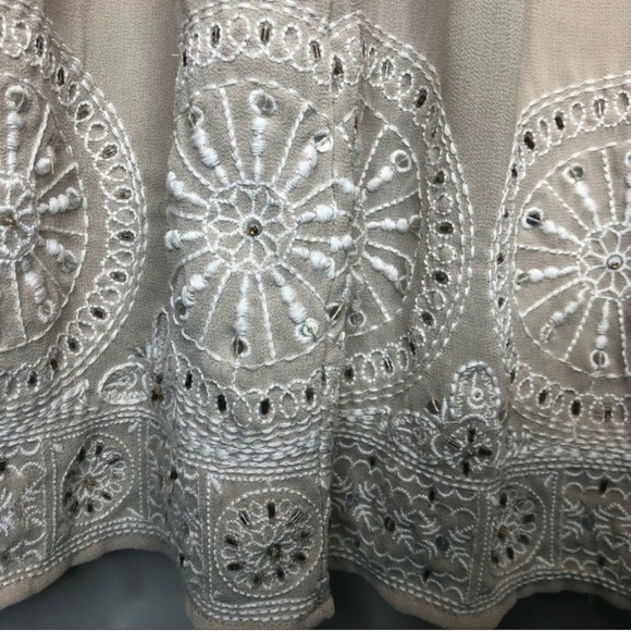Boho vibe Chicos  poly organza embroidered A-line mid length skirt - Picture 2 of 8